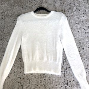 Zara White Fluffy Crewneck Sweater